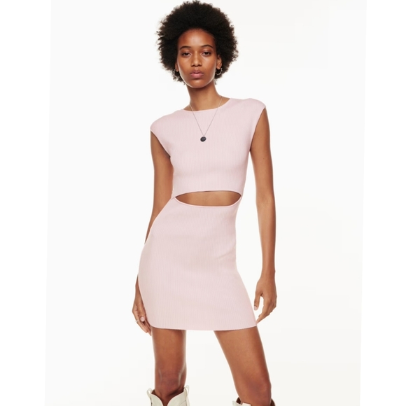Aritzia Dresses & Skirts - Wilfred Cut Out Knit Mini Dress in Pink